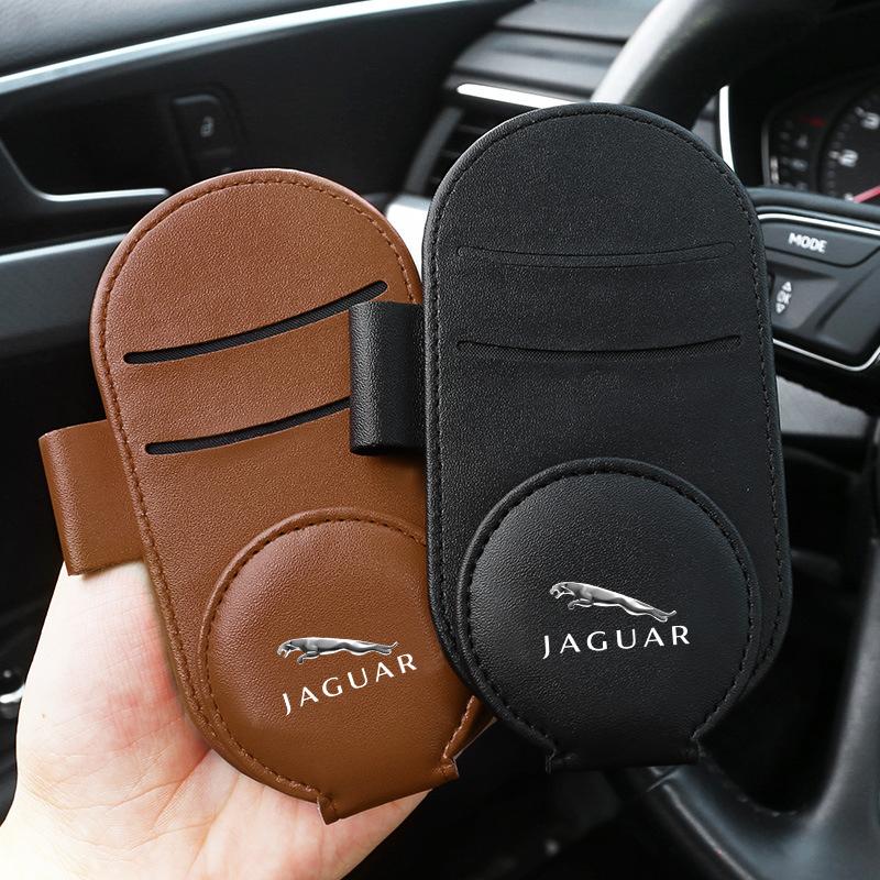Leather Car Glasses Clip Sun Visor Multi-function Sunglasses Clip For Jaguar XF XE XJ F-Pace X-Type S-Type F-Type E-Pace I-PACE XK