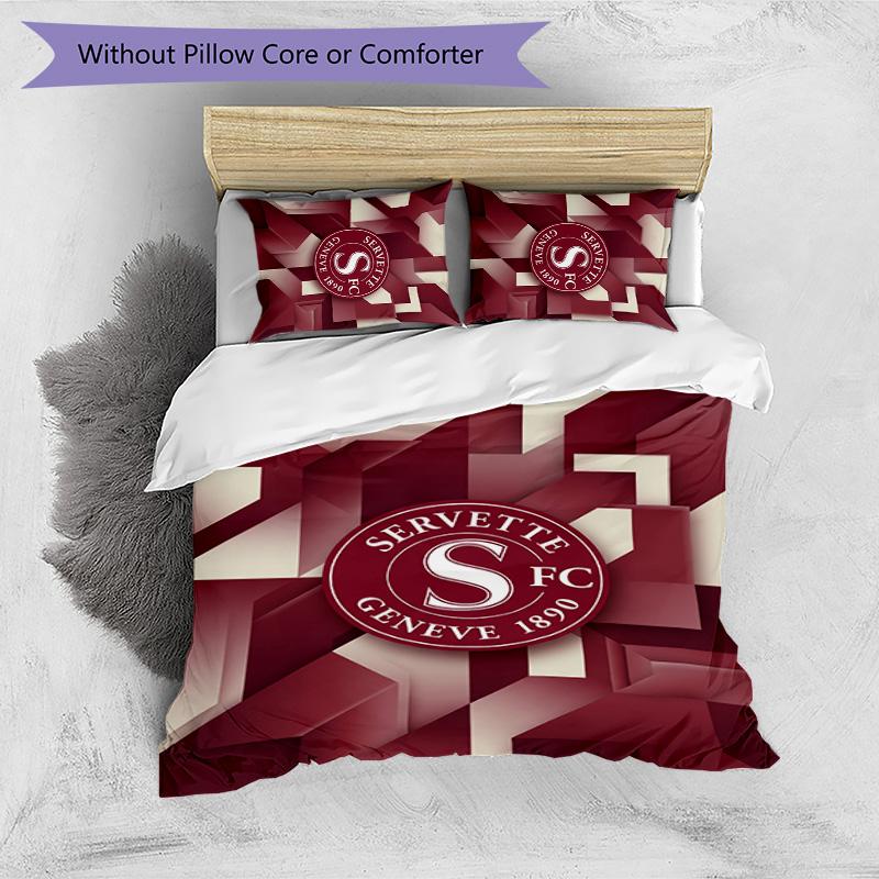 Set Biancheria da Letto 3 Pezzi Stampato Servette FC Traspirante Copripiumino con Federe Biancheria da Letto Decorativa per Camera da Letto Casa