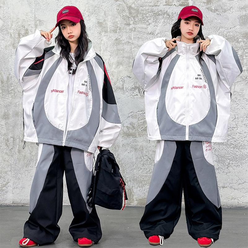 Hip-Hop Performance Outfit für Kinder - Herbst/Winter Sportset, Coole Street Dance Uniform für Jungen & Mädchen