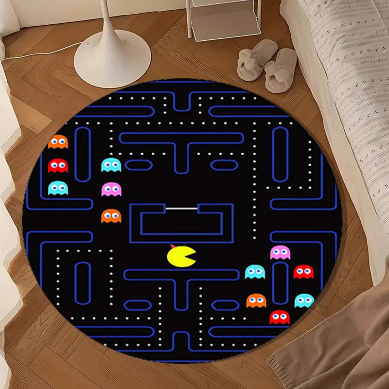 Pac Game Adventure Round Rug for Livingroom,Bedroom, Palyroom, Chair Rug, Area Rug, Circle Carpet, Large Size Fan Christmas Gift
