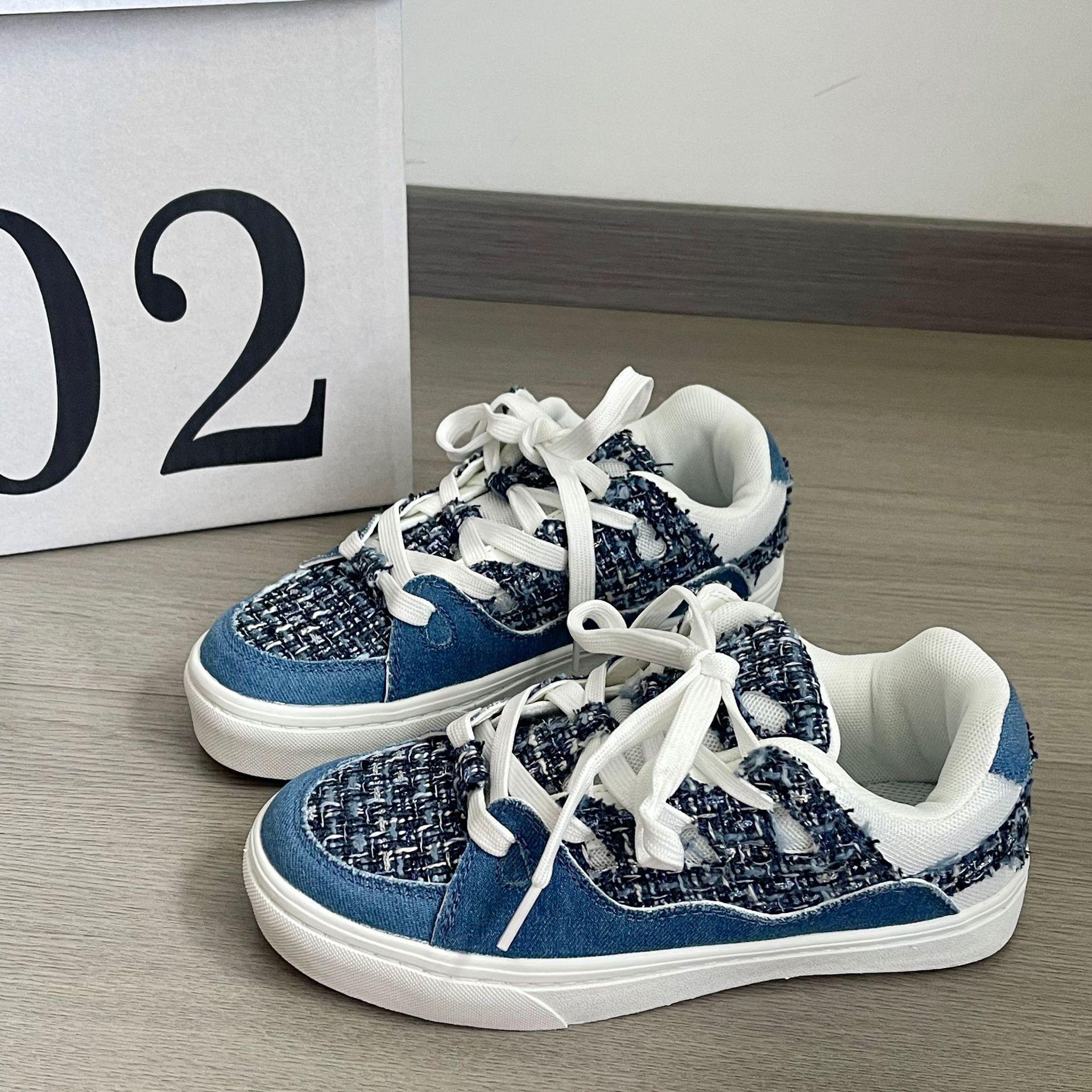 

Autumn ins fragrant wind blue couple casual board shoes chic niche student breathable sneakers 36