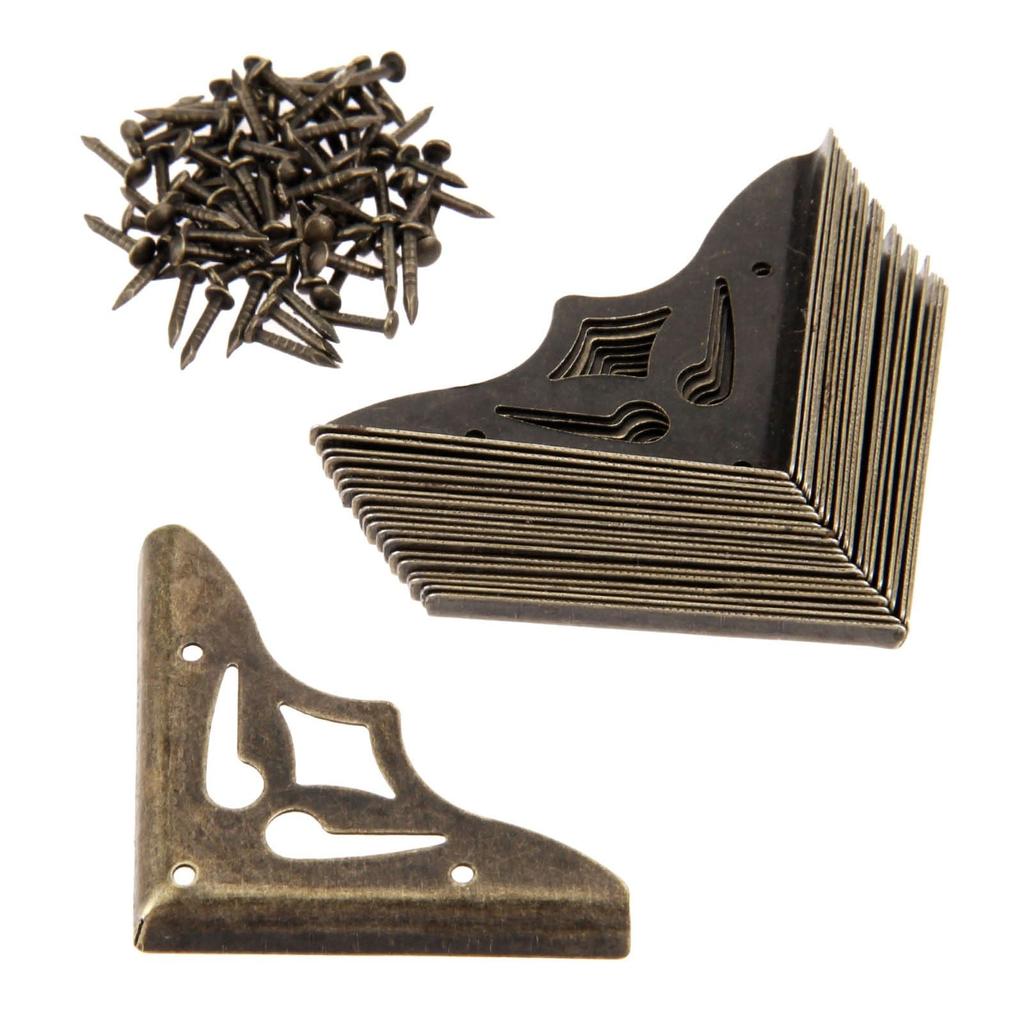 20 Stück 3-seitige Eckenschützer, Eckbeschläge, Antikbox-Ecken, DIY-Gepäckecken