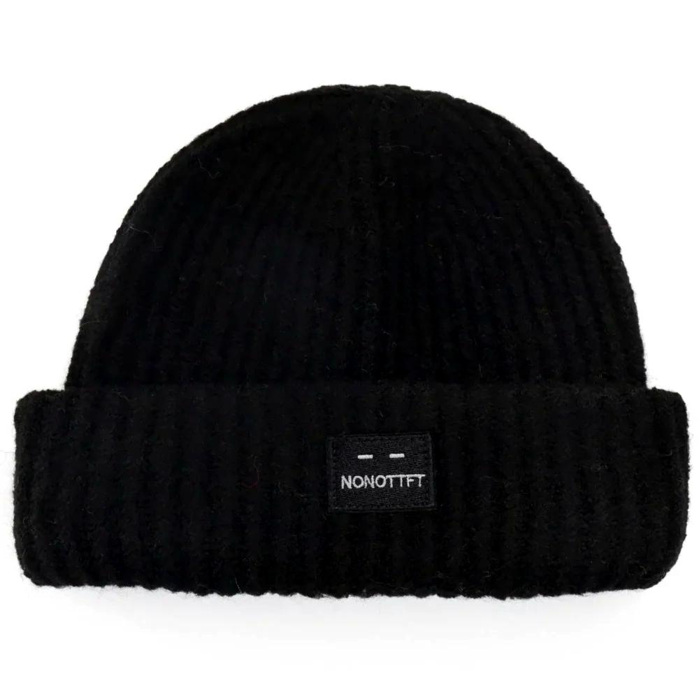New Style Slouchy Beanie Hats Winter Warm Cap Y2K Cap For Women Solid Color Face Patch Winter Knitted Girl Hats Gift