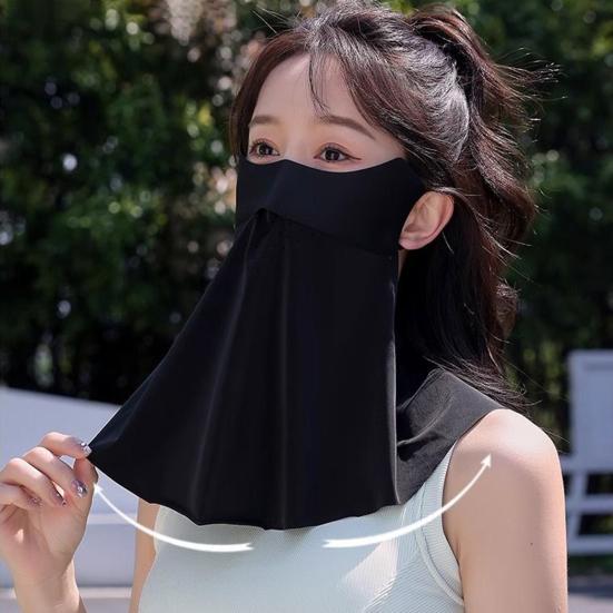 Face Guard with Elastic Strap Ultra-Wide Coverage Double-Layer Structure UPF 50+ UV Protection Cycling Face Protector
