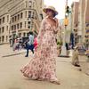 2025 New Printed Women's Long Dress Lantern Sleeve Pendulum Bohemian Long Dress Women's Clothing