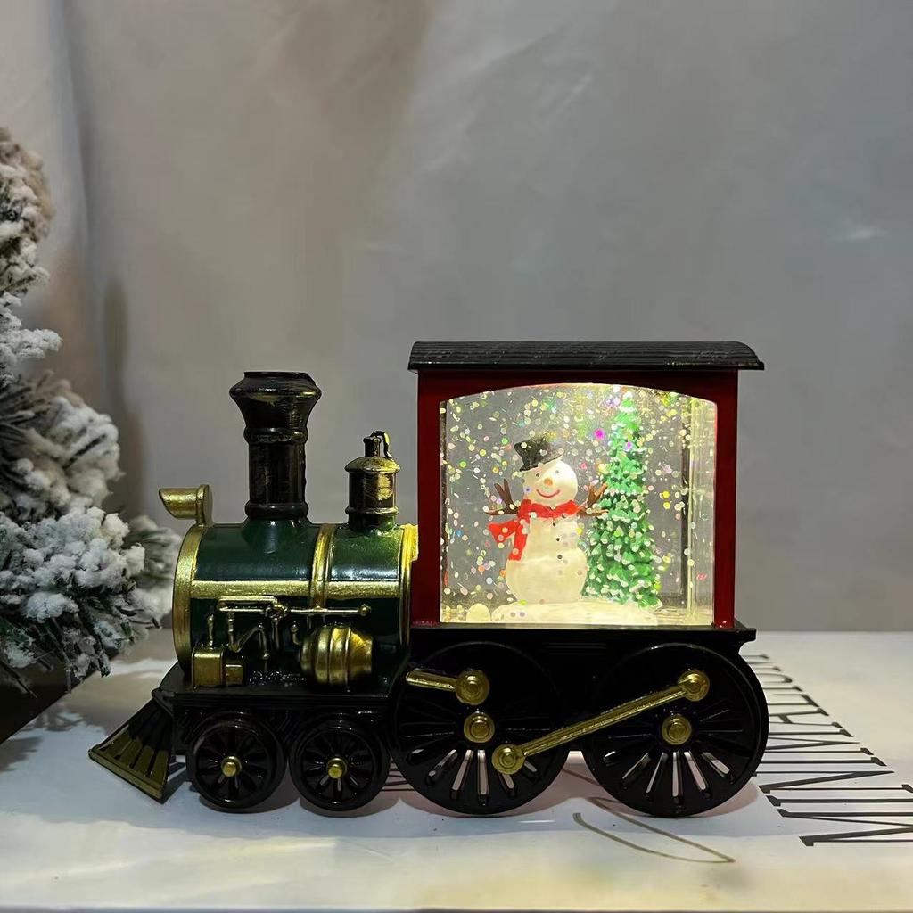 Christmas Train Ornaments Christmas Eve Decoration Lighting Train Box Crystal Ball Home Table Decoration Kid 2025 New Year Gift
