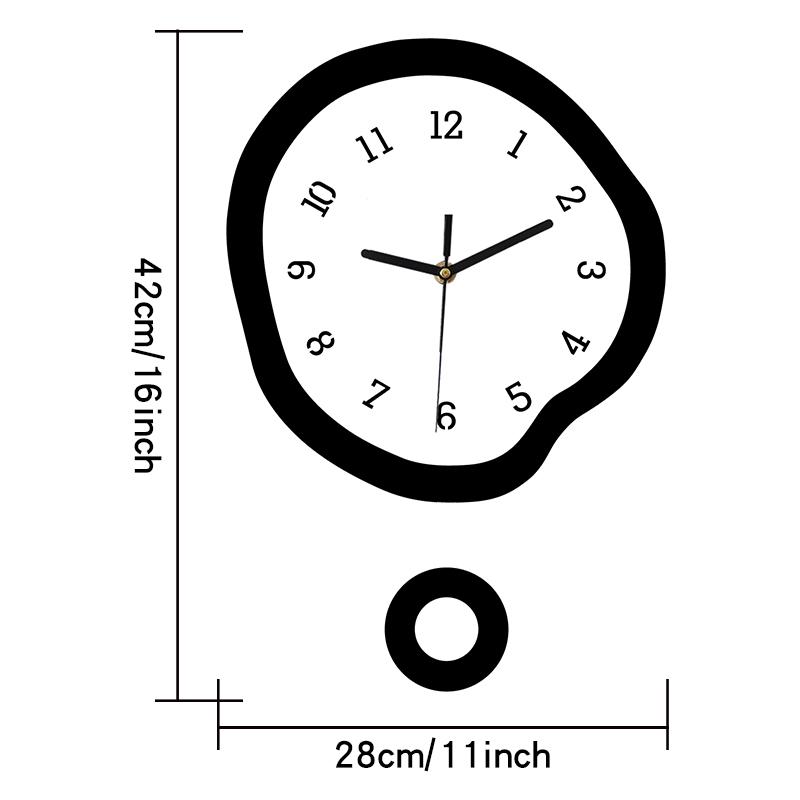 

Twisted elliptical swinging wall clock, creative and fun with pendulum, silent clock suitable for living room, kitchen білий