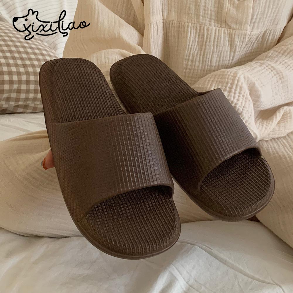 

Creative solid color sandals summer home bathroom bath soft bottom slippers women 40-41 темный кофе