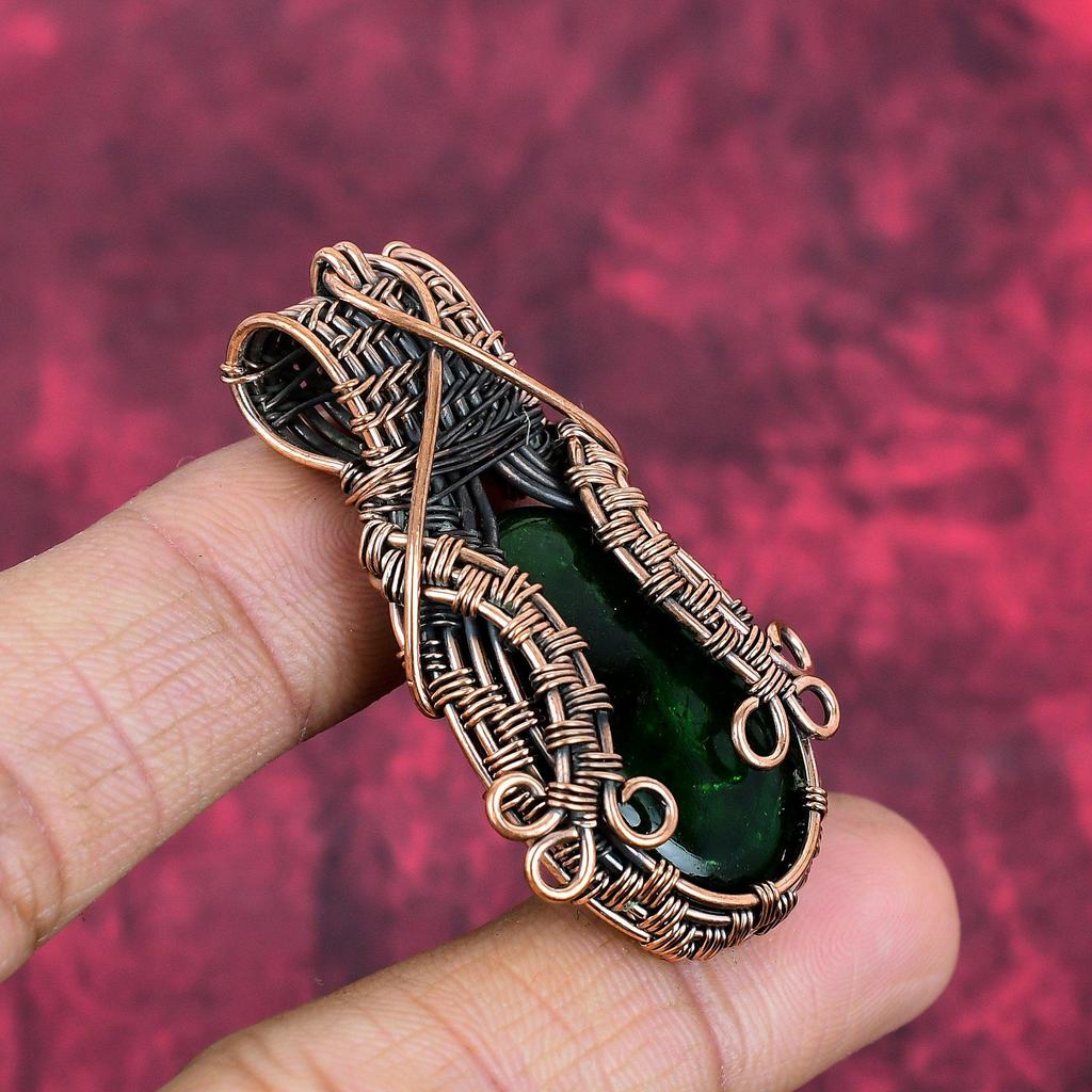 Green fire labradorite pendant copper wire wrapped pendant handmade designer pendant gemstone copper jewelry gifts for him wire wrap jewelry