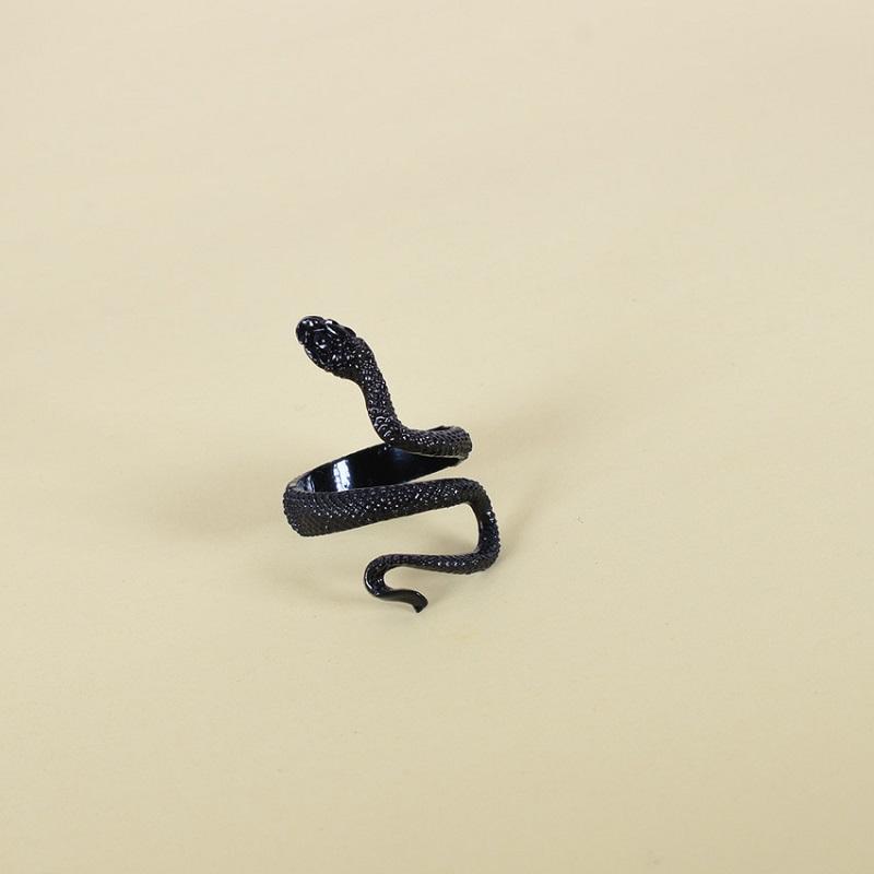 Vintage Punk Snake Shape Ring for Men Women Korean Elegant Opening Adjustable Crystal Rings Weddings Party Zircon