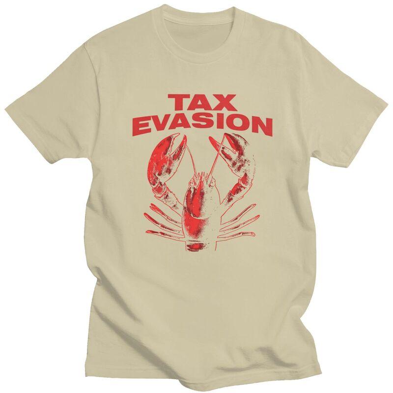 Men Funny Tax Evasion Lobster Meme Design T Shirts Summer Short Sleeve Pure Cotton Colthing Leisure Novelty Graphic Tee Tops
