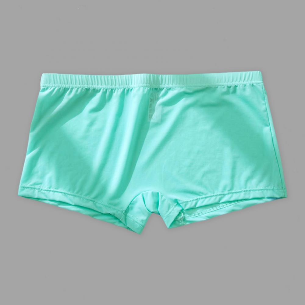 Men Ice Silk Boxer Briefs Low-rise Elastic Waistband Smooth Routing Shorts Underwear Solid Color U-Convex Ultra-thin Panties