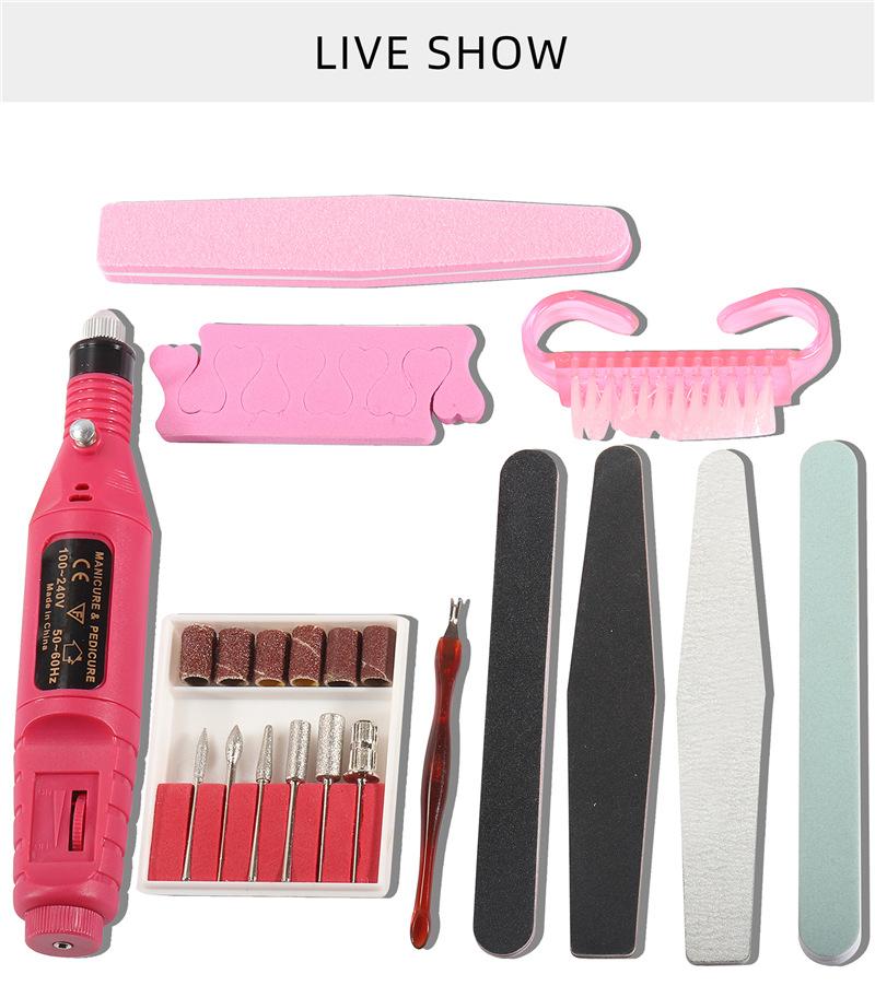 10pcs Nail Manicure Drill USB Polisher Nail File Polishing Strip Dust Brush DIY Nail Art