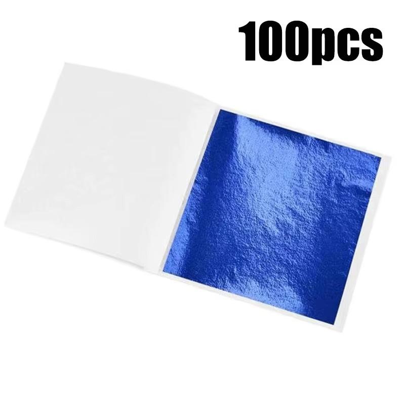 100Sheets Imitation Gold Silver Foil Paper Leaf Gilding DIY Art Craft Paper Birthday Party Wedding Cake Dessert Decorations