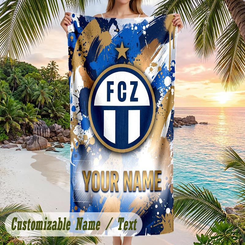 Asciugamano da Spiaggia Stampa FC Zürich Nome Personalizzato Testo Asciugamano Morbido per Piscina