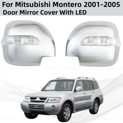 Car ABS Chrome Rearview Accessories Plated Trim Door Mirror Cover With LED For Mitsubishi Montero V73 2001 2002 2003 2004 2005