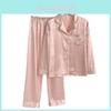 Ice Silk Pajama Set For Women With Long Sleeve Shirt And Pants For Home Comfort