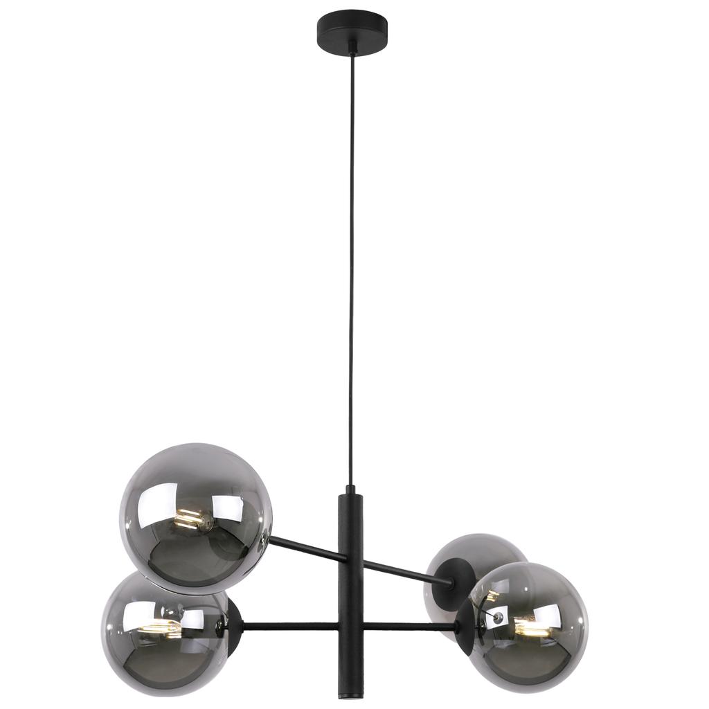 Vicenza Black Hanging Lamp 4-Flat Graphite Lampshade E14