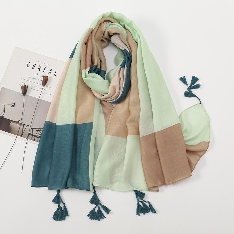 Literarischer kleiner frischer Retro-Fransenschal aus Baumwolle und Leinen, schöner bedruckter Seidenschal für Damen, japanischer Sonnenschutzschal