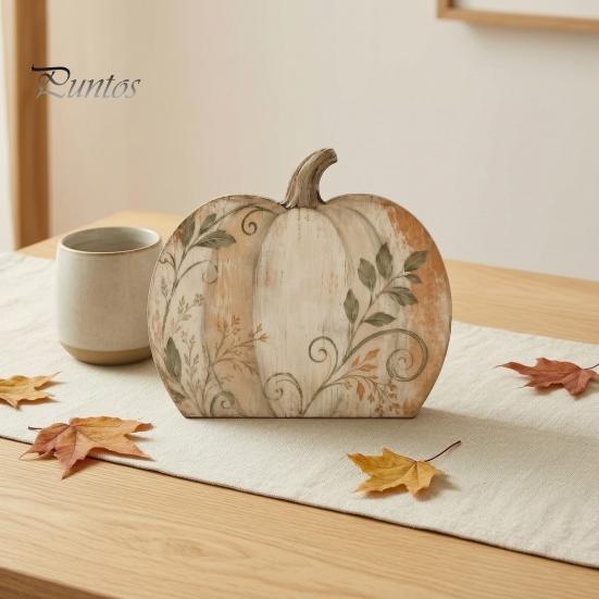Autumn Tiered Tray Decor Thanksgiving Fall Pumpkin Table Decoration, Rustic Block Wooden Sign, Vintage Desktop Decorative Wood Signs Farmhouse