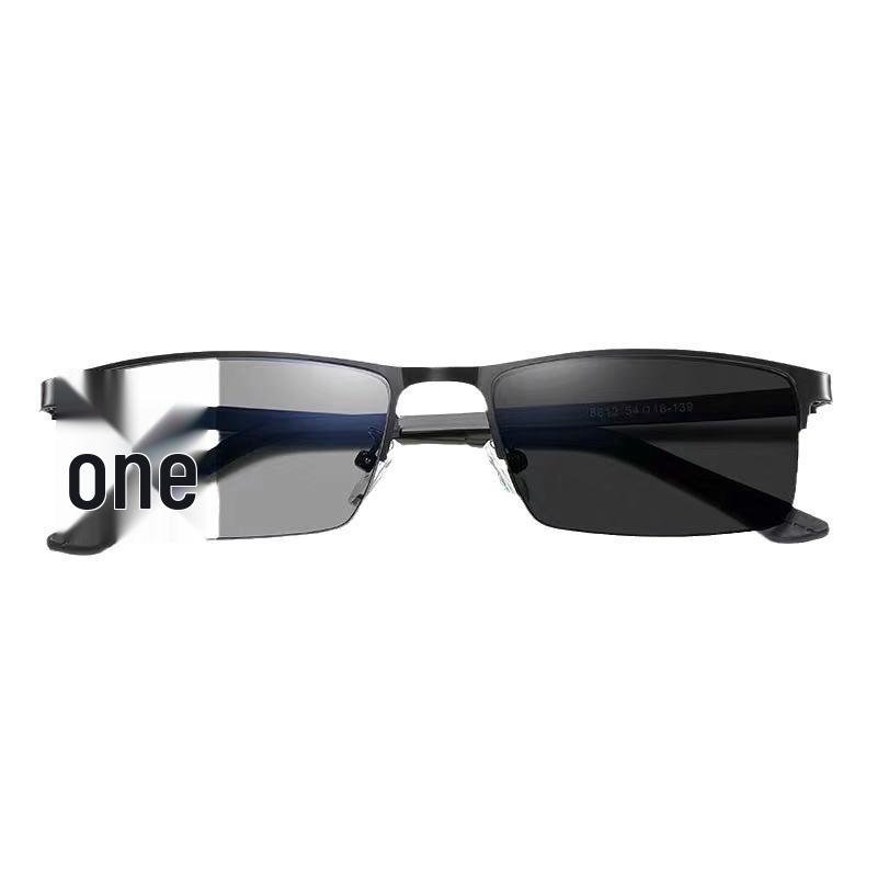 Gafas de Miopía para Hombre HD Fotocromáticas de Titanio con Media Montura y Luz Anti-Azul