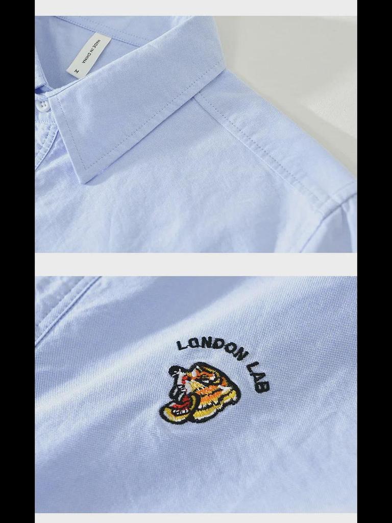 6633 Men's Oxford Long-Sleeve Embroidered Casual Shirt Jacket