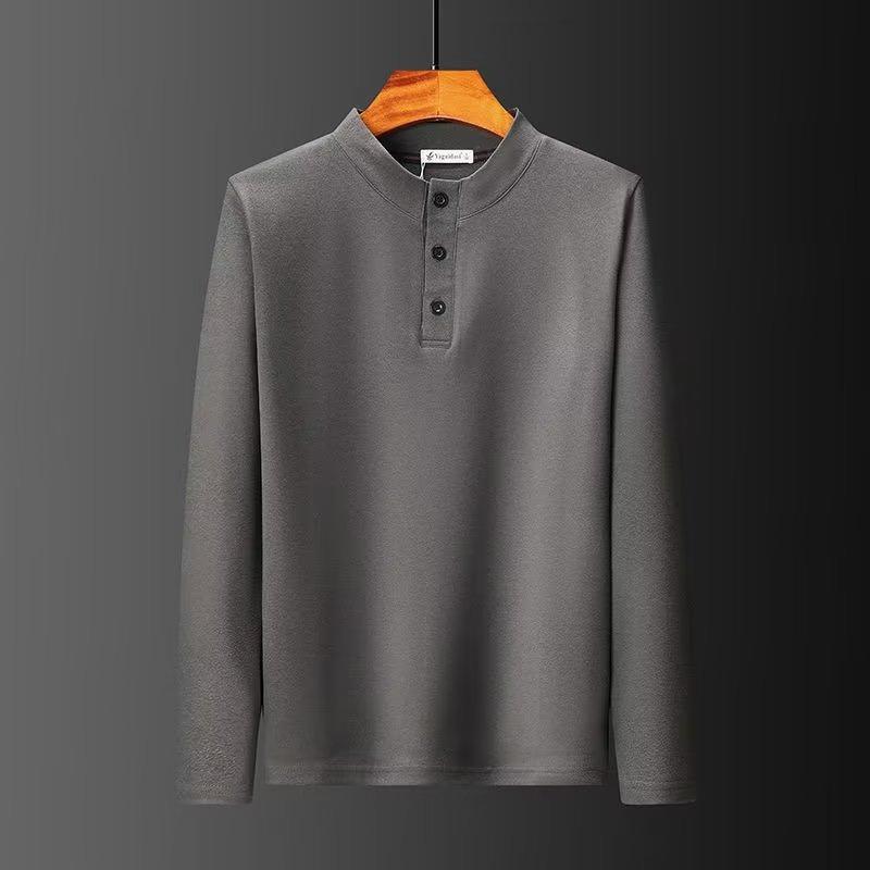 

Большой размер 5XL весна и осень тонкая новая модная футболка с длинными рукавами мужская однотонная теплая футболка с воротником-стойкой повседневный топ XXXL темно-серого