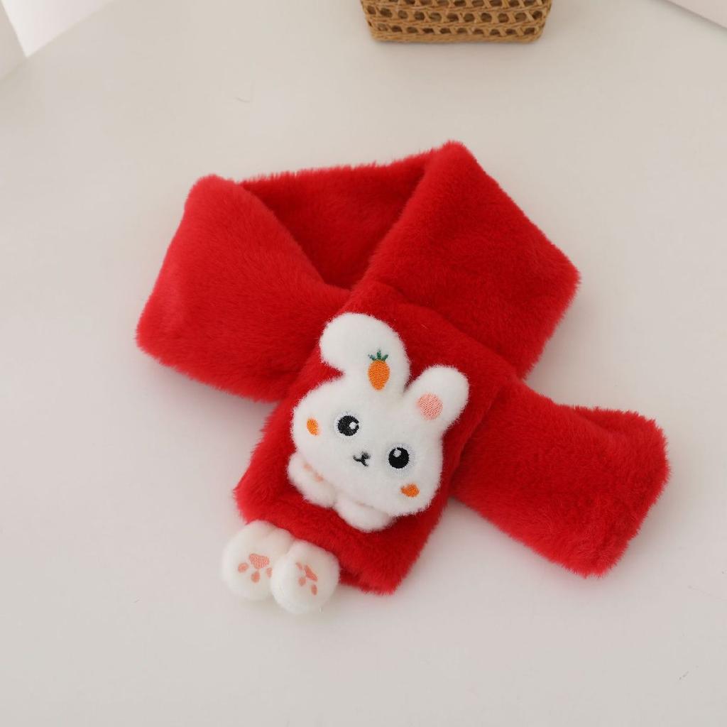 Jungen Mädchen Winter Schals Dick Plüsch Kreuz Kinder Schal Baby Lätzchen Niedlich Cartoon Kaninchen Kunstfell Nackenschutz Warmer Schal