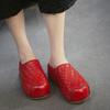 Johnature Handmade Woven Round Toe Outdoor Platform Slippers Genuine Leather Versatile Women's Shoes
