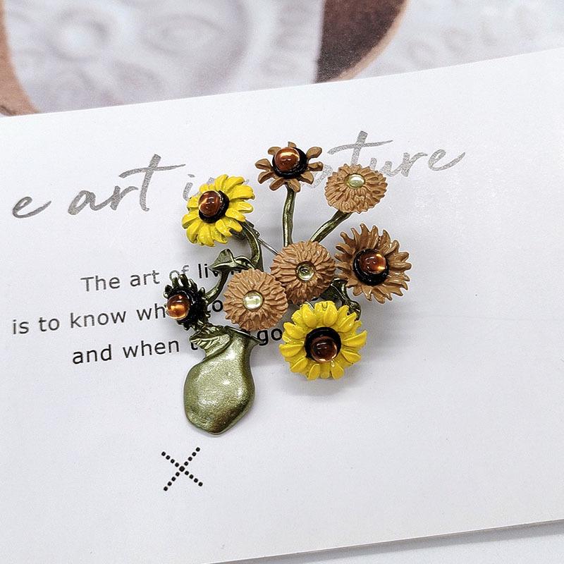 

Брошь «Подсолнух» Ван Гога — элегантная цветочная булавка на лацкан для женщин