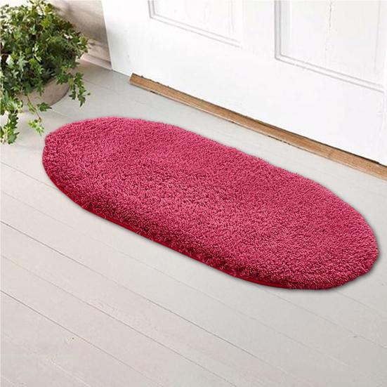 Tappetino da Bagno Ovale Spesso Super Assorbente Peluche Tappeto Area Tappeto Shaggy Supporto Antiscivolo Lavabile in Lavatrice Morbido Tappetino per Pavimento del Bagno