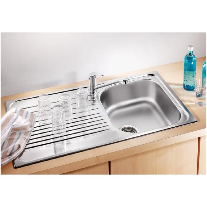 Evier À Encastrer BLANCO TIPO 45S INOX - 1 Cuve - 1 Égouttoir Réversible - Vidage Manuel 90mm