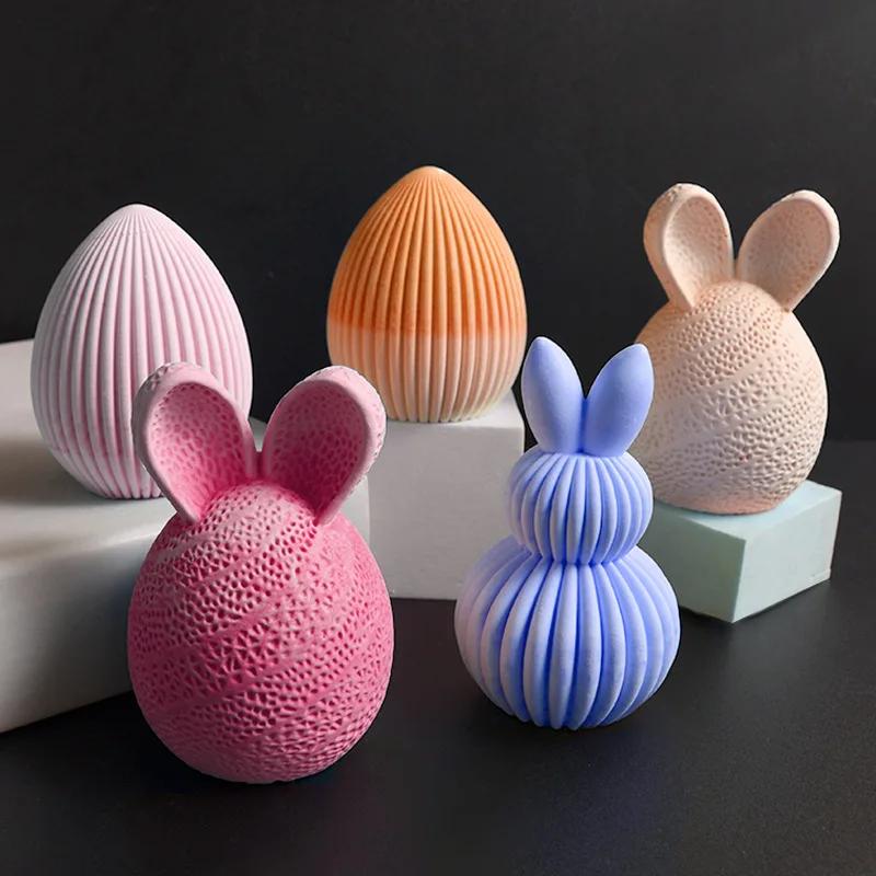 3D Rabbit Silicone Mold Easter Egg Bunny Aromatherapy Soap Candle DIY Craft Plaster Resin Molds for Home Decor