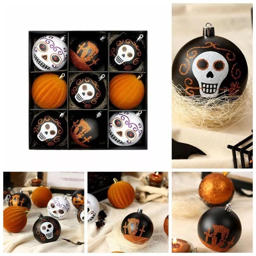 New Exquisite Halloween Decorations Horror Props Creative Skull Plastic Ball Halloween Home Painted Tree Hanging
