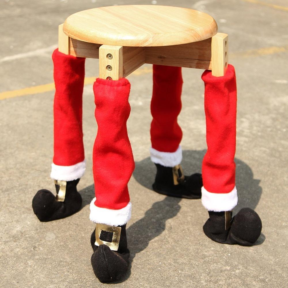 4pcs Long Santa Claus Table Leg Cover Universal Furniture Feet Sleeve  Household