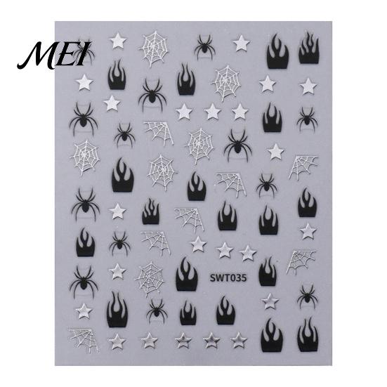 Easy Application Nail Art for Novices Halloween Stickers, Glitter Gothic Bat Decals, Creative DIY Consumables Self-Adhesive Accessories Women