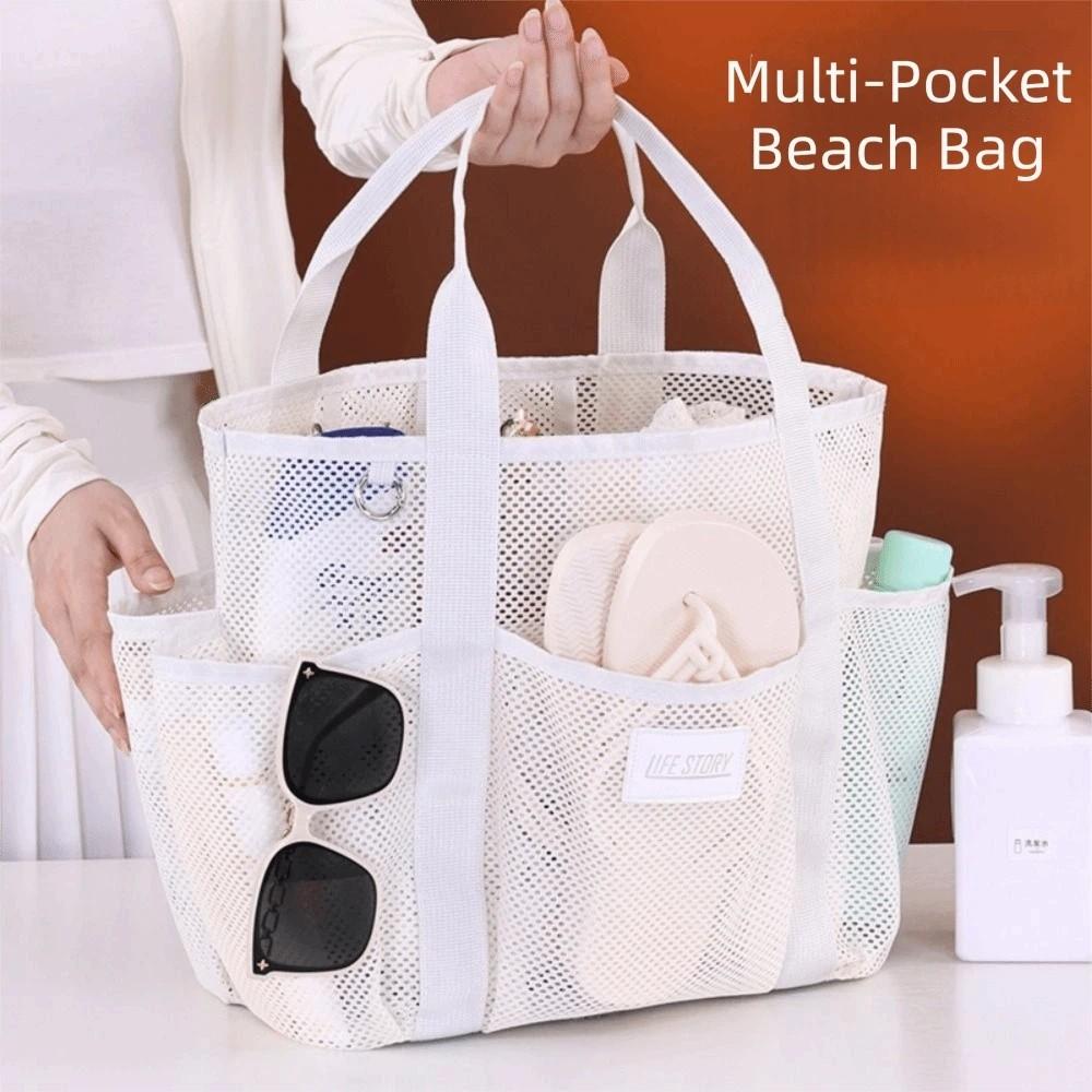 Multi Functional Pockets Mesh Beach Bag Multi-level Zoning Toiletry Organizer  Cruise Travel