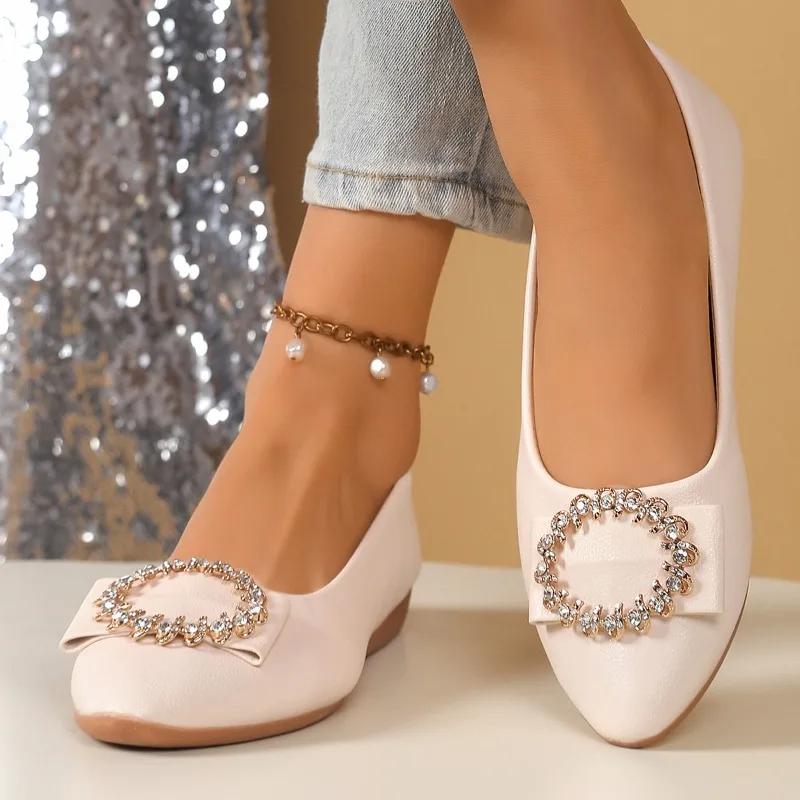 Fashion Plus Size 2025 Hot Sale Women's Flats Outdoor Crystal Soft Bottom Slip on Flats High Quality Casual Daily Walking Shoes Zapatos