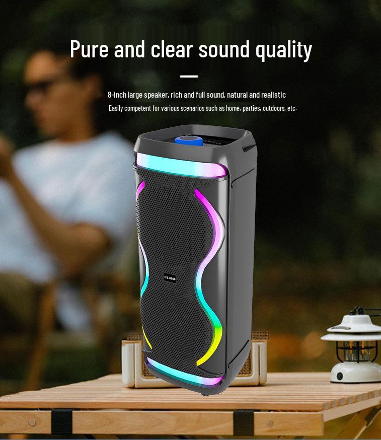 High-Power 8" Wireless Bluetooth Outdoor Speaker with Microphone