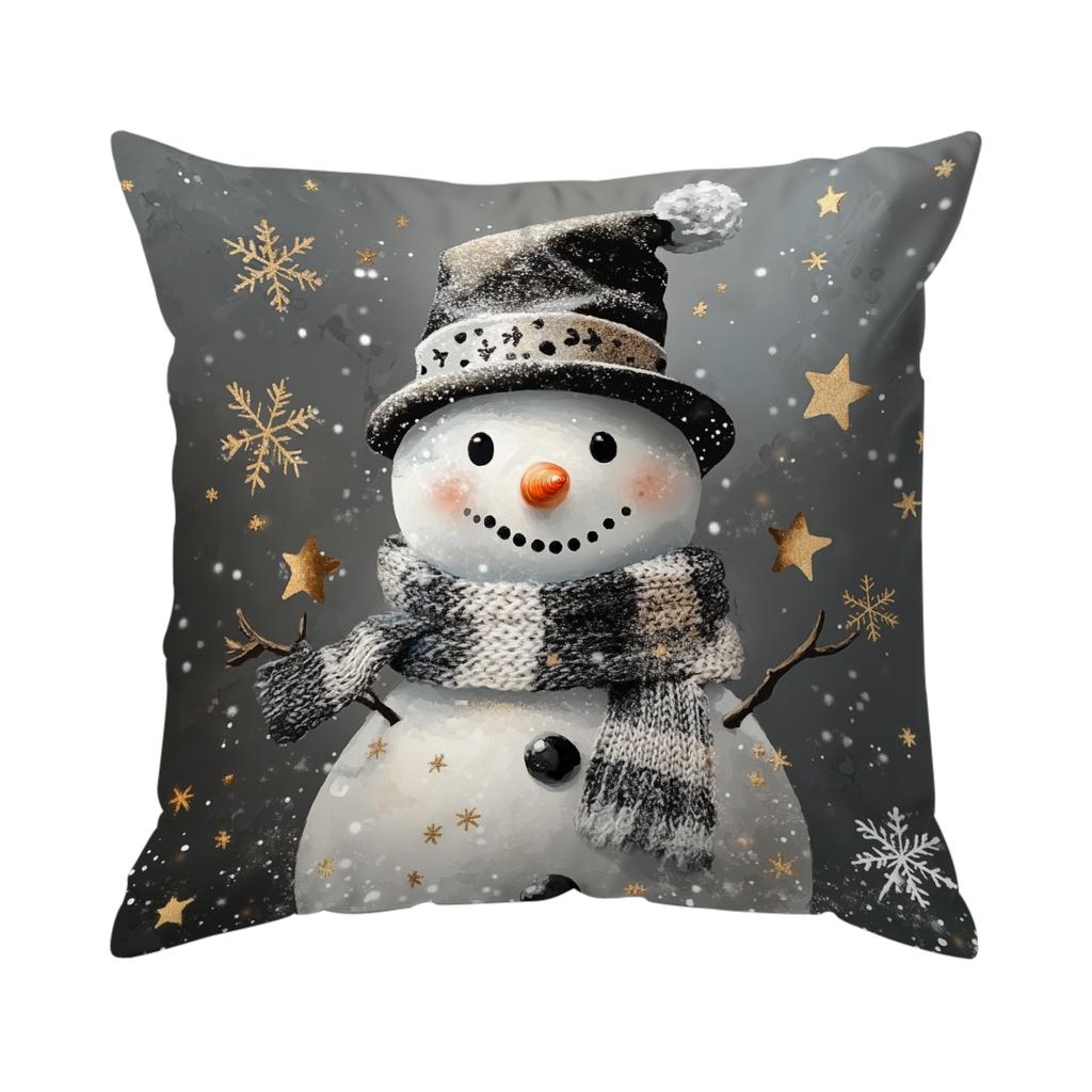 Grey Christmas Cushion Pillowcase Printed Polyester 45x45cm Throw Pillowcover Decorative Sofa Cushion Pillowslip Home Decor