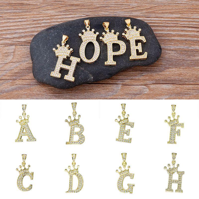 Luxurious Gold Alphabet Necklace With Crown Pendant For Women And Girls