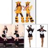 Animal Furry Costume Hood With Mini Skirt Halloween Carnival Cosplay Dress Up Party Outfit