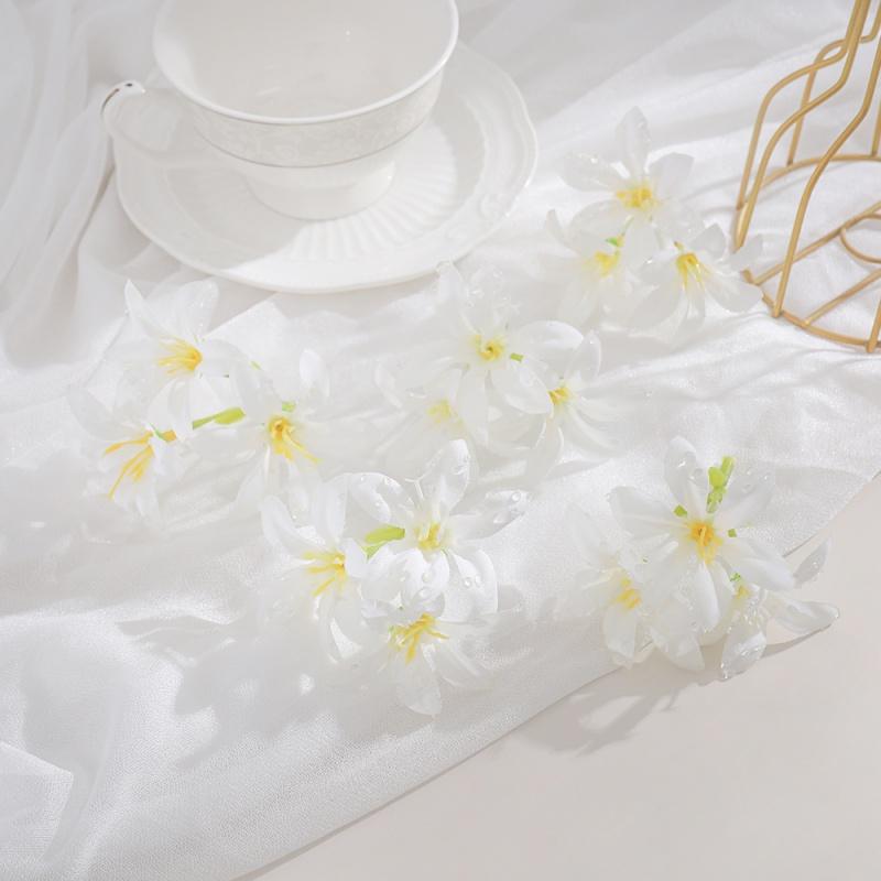 10Pcs 6cm Artificial Flower Head Mini Silk Dew Lily Flower Craft Wreath Home Decoration Wedding Decor Christmas Garland Supplies