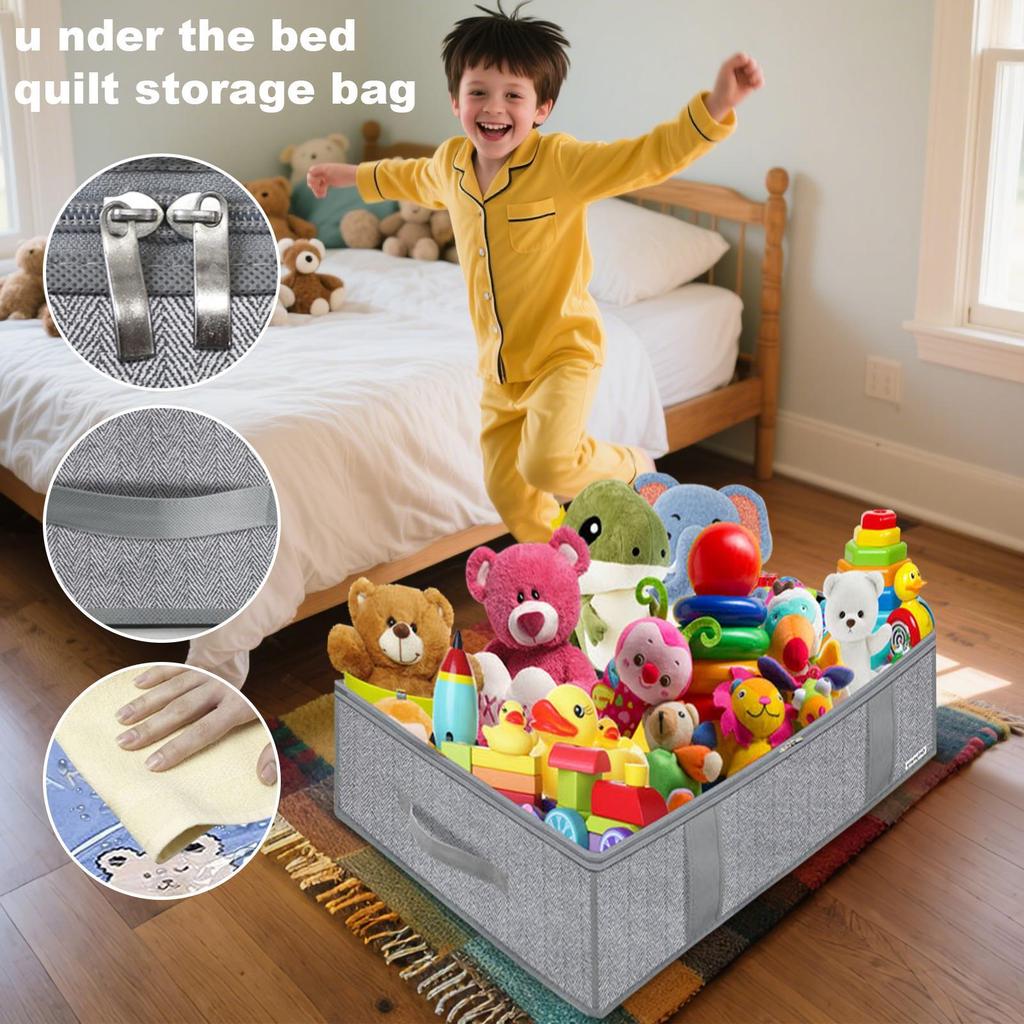 2Pcs Under Bed Storage Bag Foldable Clothes Quilt Blankets Organizer Closet Storage Containers For Bedding Clothes Toy