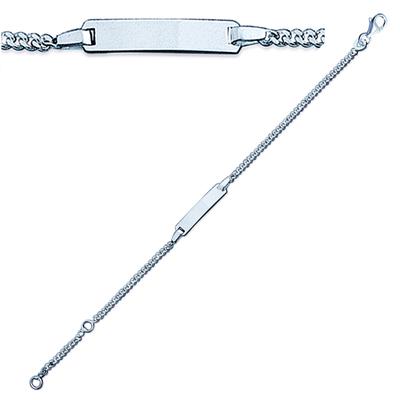 [L3816] - Pulseira de Prata 'Bambino' banhada a ródio - 15 cm 3 mm