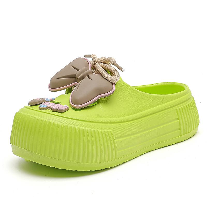 Merk sommer tråkker i dritt jente søte hullsko kvinner kan bruke supertykke kule tøfler om sommeren