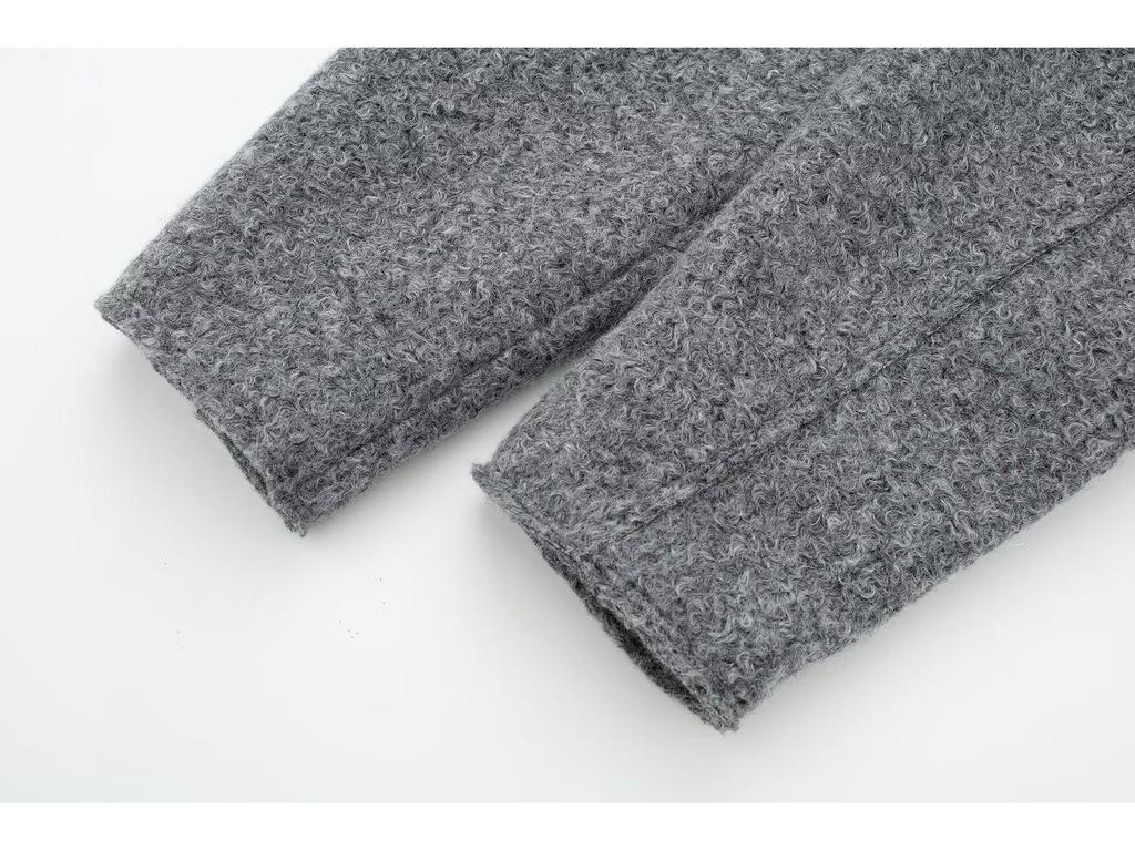 2024 Autumn/Winter Women's Casual Tweed Jacket with Lapel and Pocket