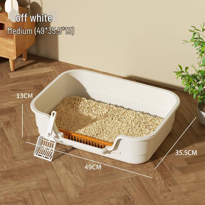 Extra Large Elevated Open Cat Litter Box - Anti-Scatter Design for Maine Coons
