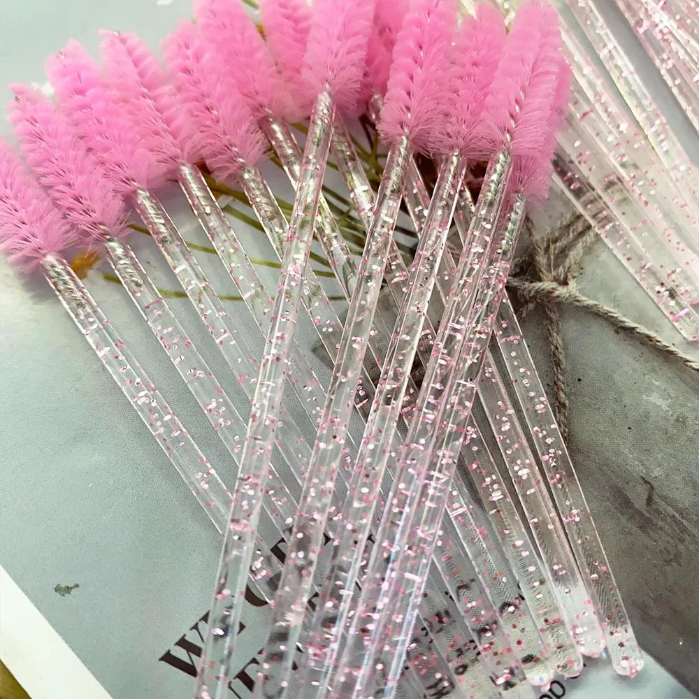 50pcs Disposable Crystal Eyelashes Brush Comb Eye Lashes Extension Mascara Wands Makeup Professional Makeup Beauty Tool