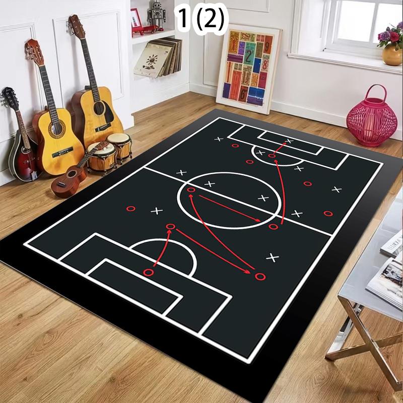 Sports Basketball Theme Carpet Mat Rug Home Decoration Court Hoop Game Pattern Dark Gray Floor Decor Living Room Play Area